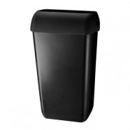 Pearl ABS kunststof afvalbak kleur: zwart, incl. wandbeugel en 'hidden' deksel, inhoud 23 liter